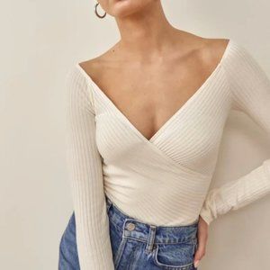 REFORMATION Minnie Knit Top Ivory {KK25}
